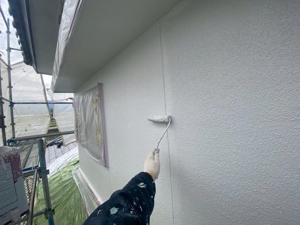 伊那市モルタル施工中